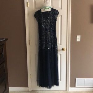 Adrianna Papell Beaded Blue Gown. Size 8